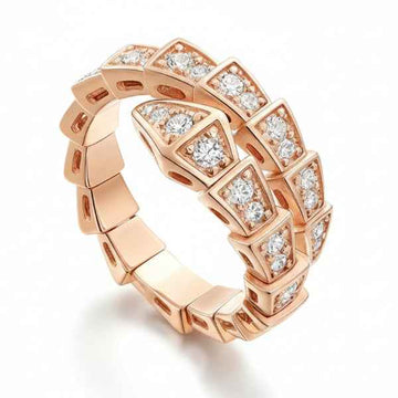 Luxury Snake Ring - Shimmering Crystal Gold Statement Finger Ring