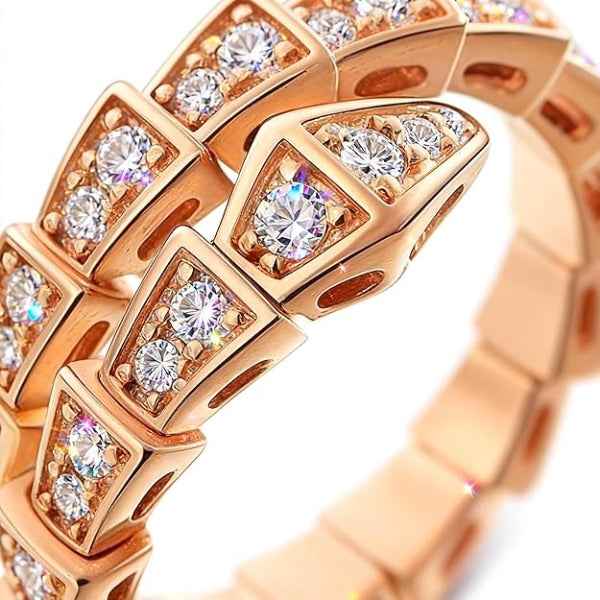 Luxury Snake Ring - Shimmering Crystal Gold Statement Finger Ring