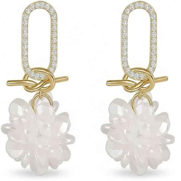 Marquise Crystal 14k Gold Plated Earrings | Luxury Hoop Studs