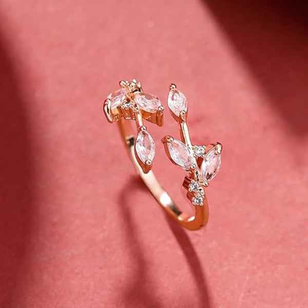 Bold Marquise Rose Gold Ring - Radiant Cluster Branch Statement Finger Ring