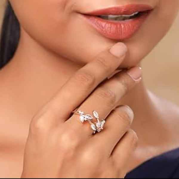 Bold Marquise Rose Gold Ring - Radiant Cluster Branch Statement Finger Ring