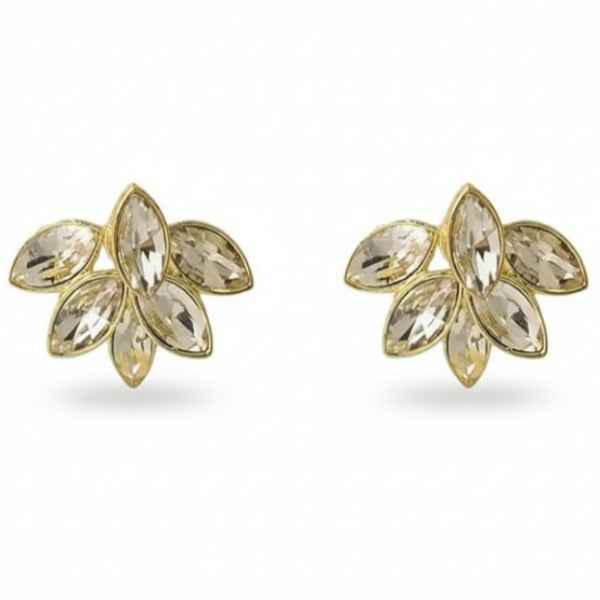 Stunning Marquise Stud Earrings: Crystal Cluster Gold Flower Design