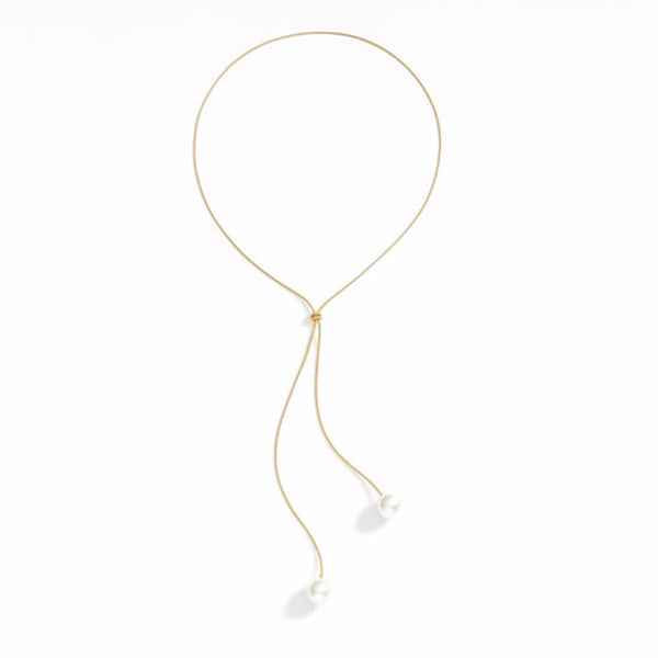 Chic Minimalist Pearl Lariat Necklace | Adjustable Gold Drop Jewelry