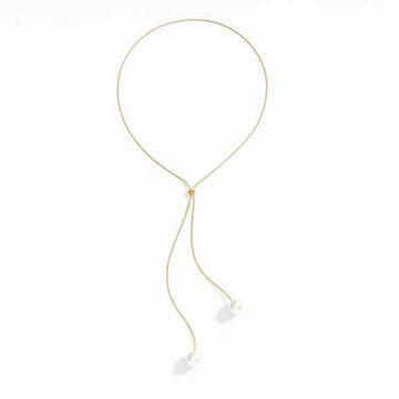 Chic Minimalist Pearl Lariat Necklace | Adjustable Gold Drop Jewelry