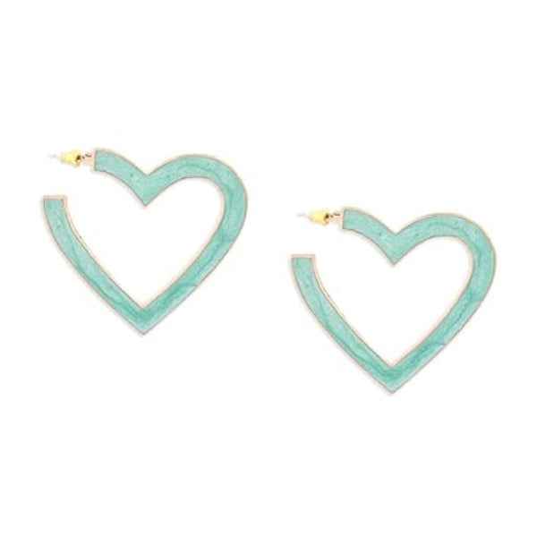 Mint Green Heart Hoop Earrings: Cute Enamel Statement Jewelry