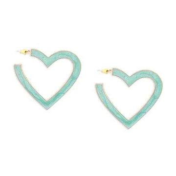 Mint Green Heart Hoop Earrings: Cute Enamel Statement Jewelry