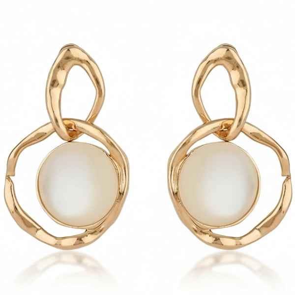 Modern Gold Pearl Earrings Sculptural Dangle Drop Jewelry Trend