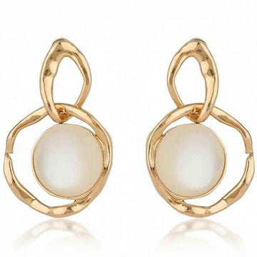 Modern Gold Pearl Earrings Sculptural Dangle Drop Jewelry Trend