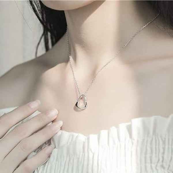 Modern Silver Open Heart Necklace | Lustrous Timeless Love Jewelry