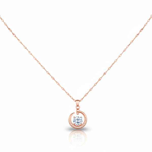 Moon Crystal Necklace - Rose Gold Crescent Pendant Jewelry for Women