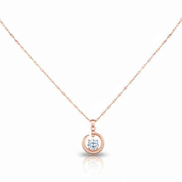 Moon Crystal Necklace - Rose Gold Crescent Pendant Jewelry for Women