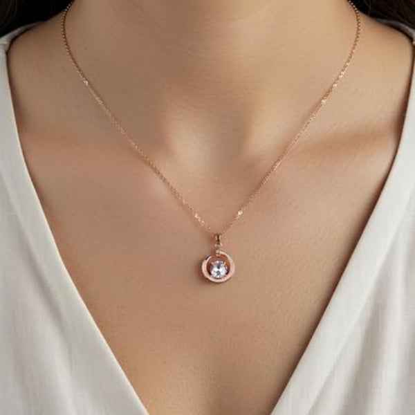 Moon Crystal Necklace - Rose Gold Crescent Pendant Jewelry for Women