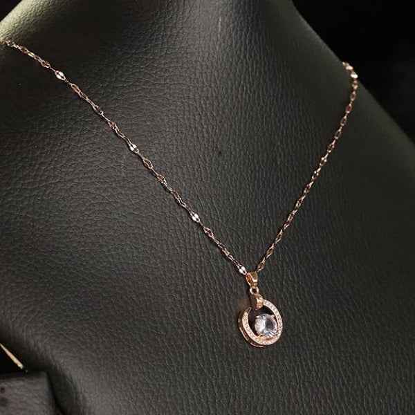 Moon Crystal Necklace - Rose Gold Crescent Pendant Jewelry for Women