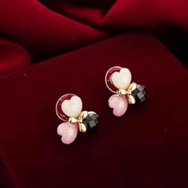 Chic Multi-Color Heart Studs – Gold-Toned Statement Earrings