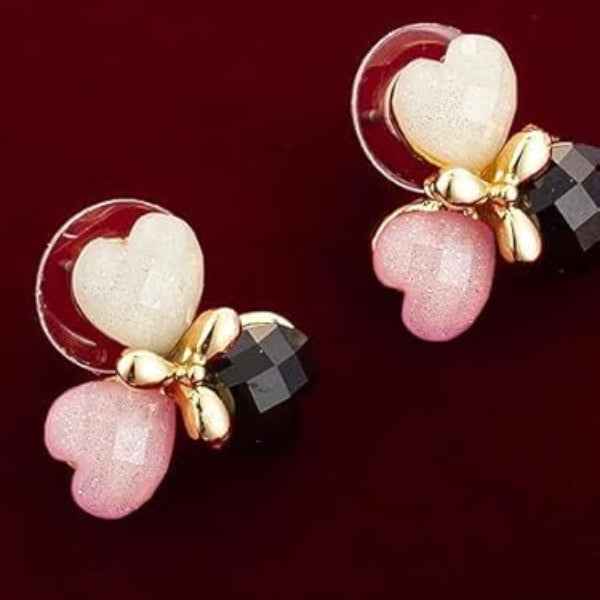 Chic Multi-Color Heart Studs – Gold-Toned Statement Earrings