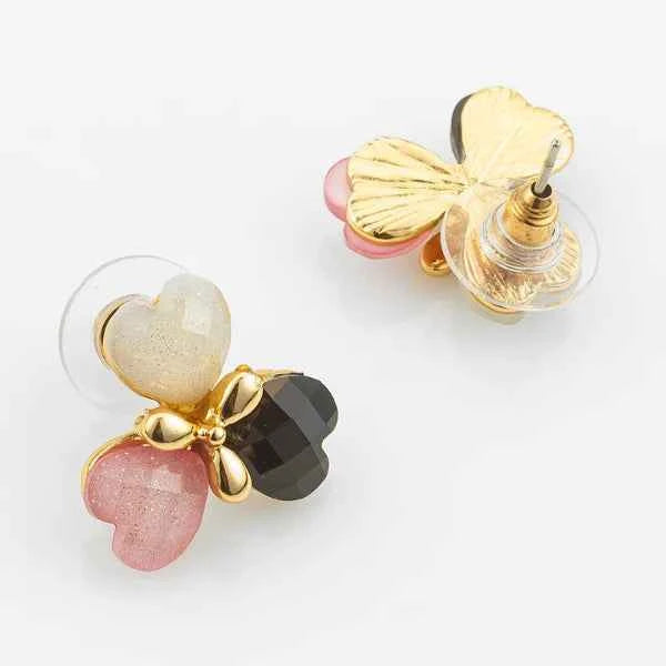 Chic Multi-Color Heart Studs – Gold-Toned Statement Earrings