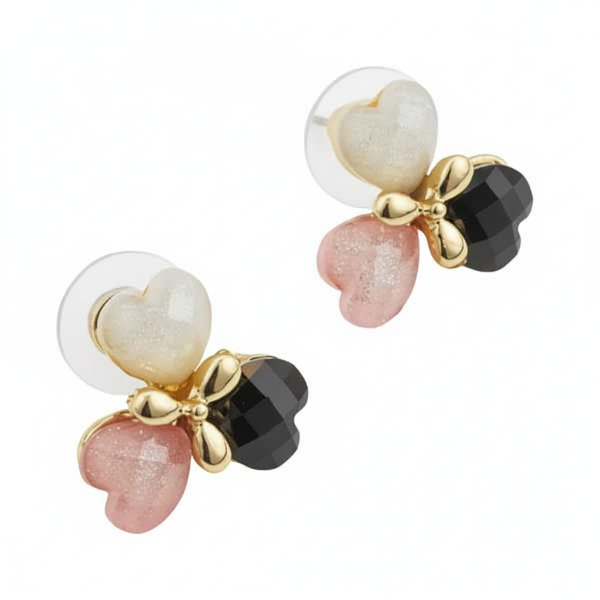 Chic Multi-Color Heart Studs – Gold-Toned Statement Earrings