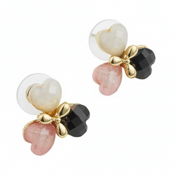 Chic Multi-Color Heart Studs – Gold-Toned Statement Earrings