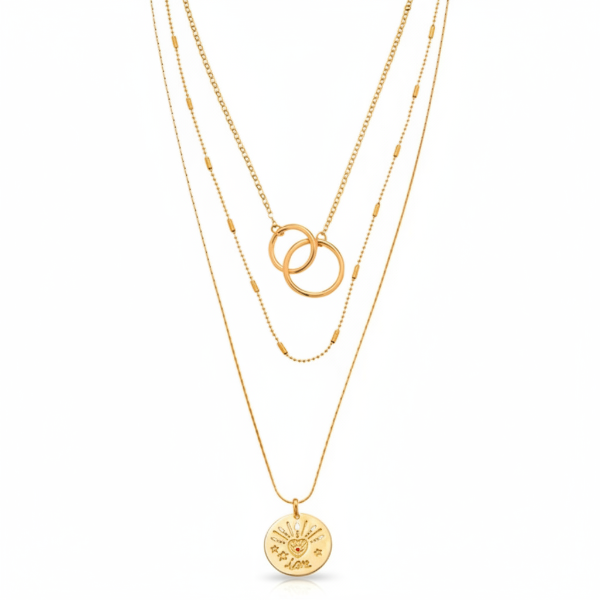 Multi Layered Choker | 14k Gold Plated Coin Pendant Necklace