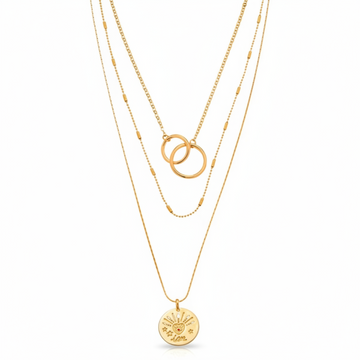 Multi Layered Choker | 14k Gold Plated Coin Pendant Necklace