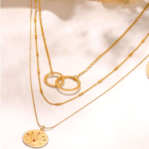 Multi Layered Choker | 14k Gold Plated Coin Pendant Necklace