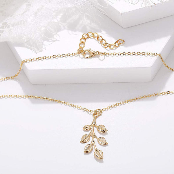 Olive Leaf Anklet - Shimmering Gold Vine Charm Foot Jewelry for Women