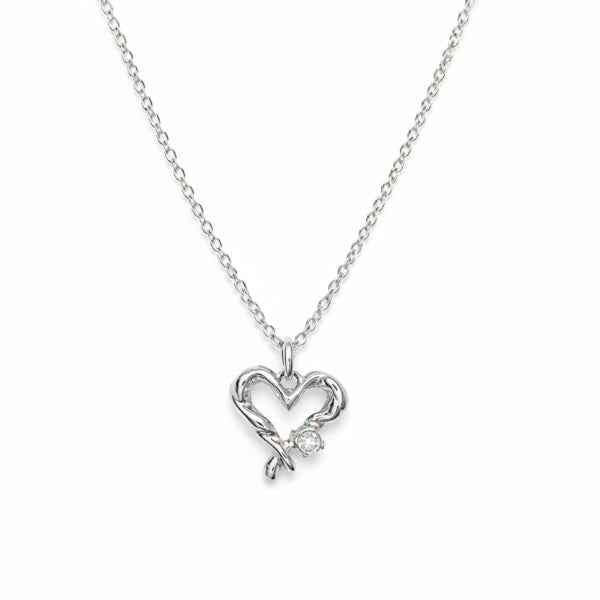 Open Heart Necklace | Sterling Silver Cubic Zirconia Dainty Pendant