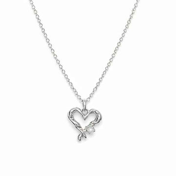 Open Heart Necklace | Sterling Silver Cubic Zirconia Dainty Pendant
