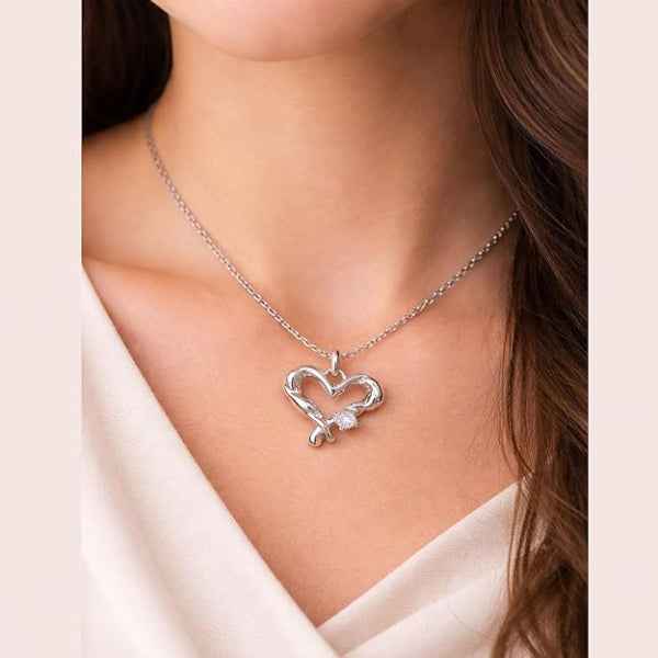 Open Heart Necklace | Sterling Silver Cubic Zirconia Dainty Pendant