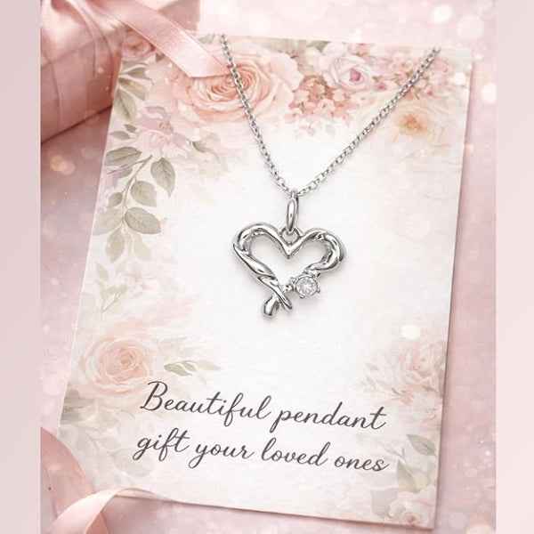Open Heart Necklace | Sterling Silver Cubic Zirconia Dainty Pendant
