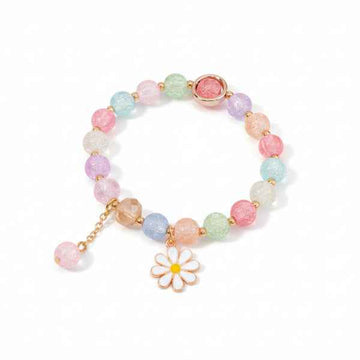 Chic Pastel Daisy Beaded Bracelet | Colorful Floral Charm Jewelry