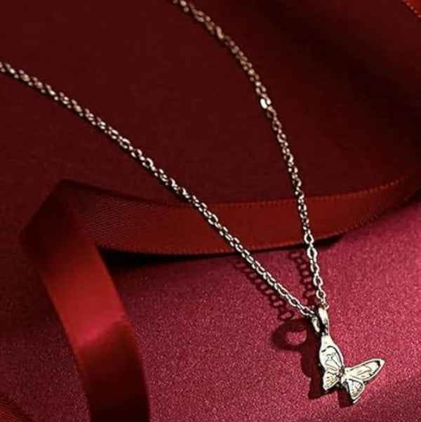 Dainty Pave Butterfly Necklace | 14K Gold Plated Charm Jewelry