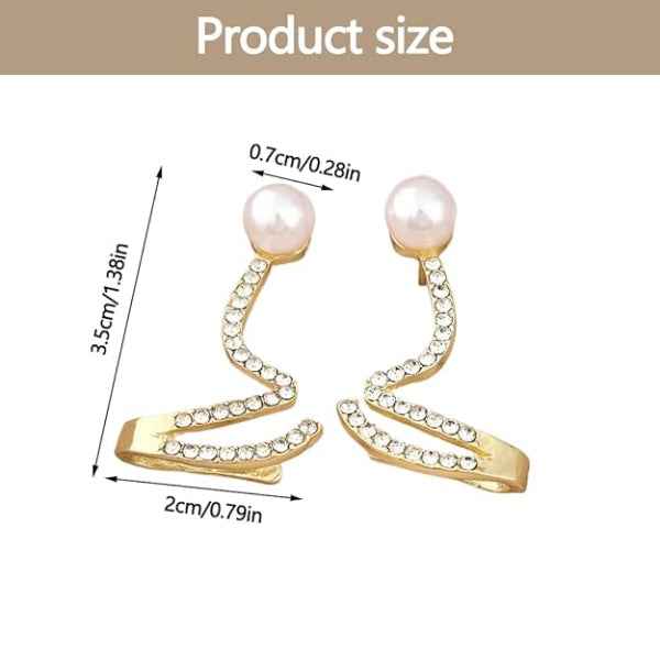 Pearl Crystal Crawlers | 14k Gold Climber Earrings | S-Curve Ear Pins