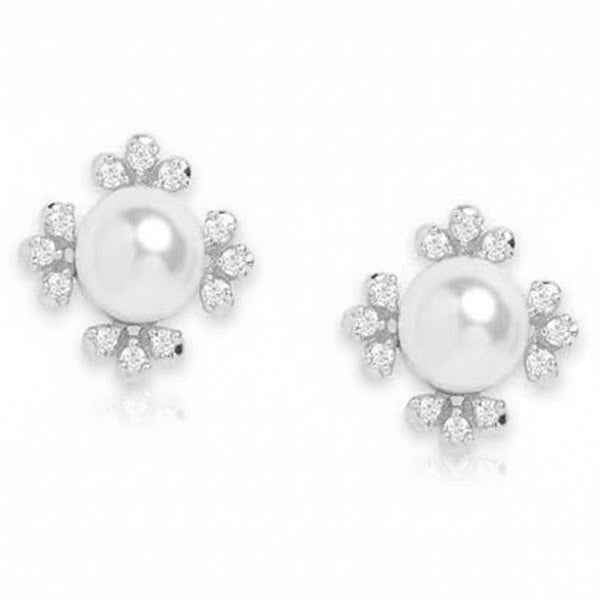 Pearl Diamond Stud Earrings: Classic Cluster Fine Jewelry for Women
