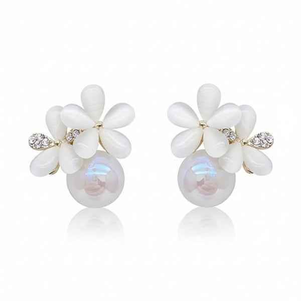 Luxe Pearl Earrings | Flower Cluster Statement Studs Jewelry