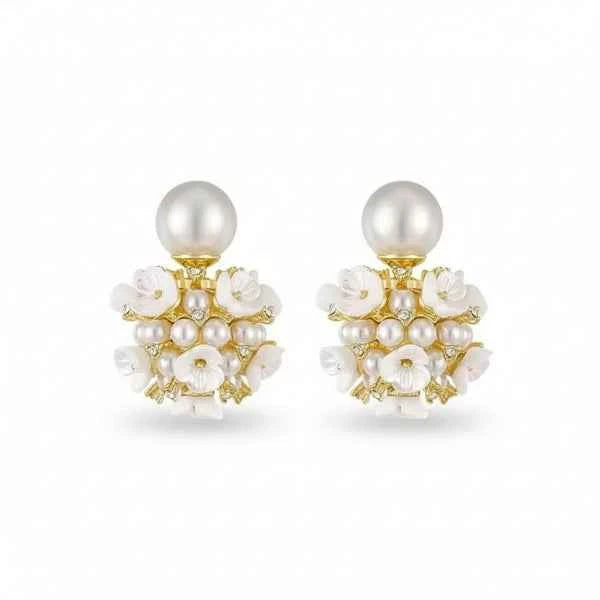 Luxe Pearl Earrings | Flower Cluster Statement Studs