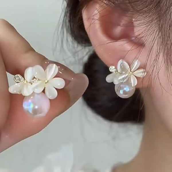 Luxe Pearl Earrings | Flower Cluster Statement Studs Jewelry