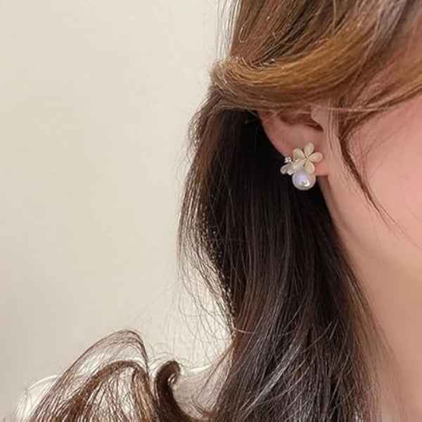 Luxe Pearl Earrings | Flower Cluster Statement Studs Jewelry
