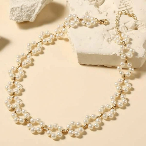 Radiant Pearl Flower Choker | Sophisticated Gold Floral Necklace
