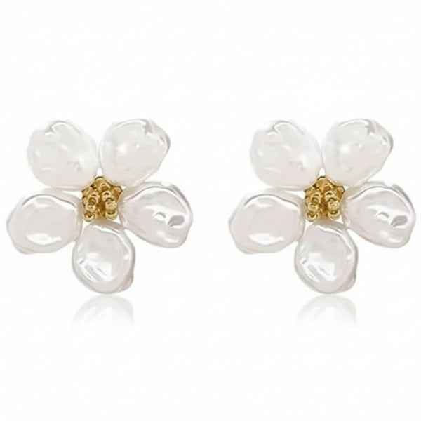 Pearl Flower Earrings | Dainty Floral Studs Wedding Jewelry