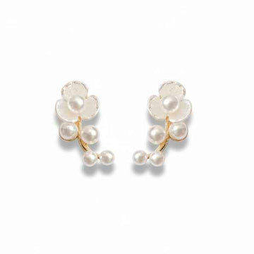 Pearl Flower Earrings - Gold Ear Climbers & Floral Jewelry