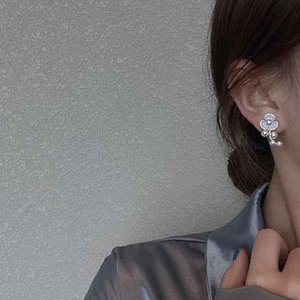 Pearl Flower Earrings - Gold Ear Climbers & Floral Jewelry