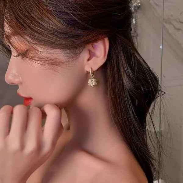 Pearl Hoop Earrings - Gold Huggie Jewelry with Cluster Drop Design