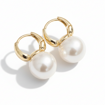 Pearl Huggie Earrings - Gold Plated Leverback Jewelry & Dainty Drop Earrings