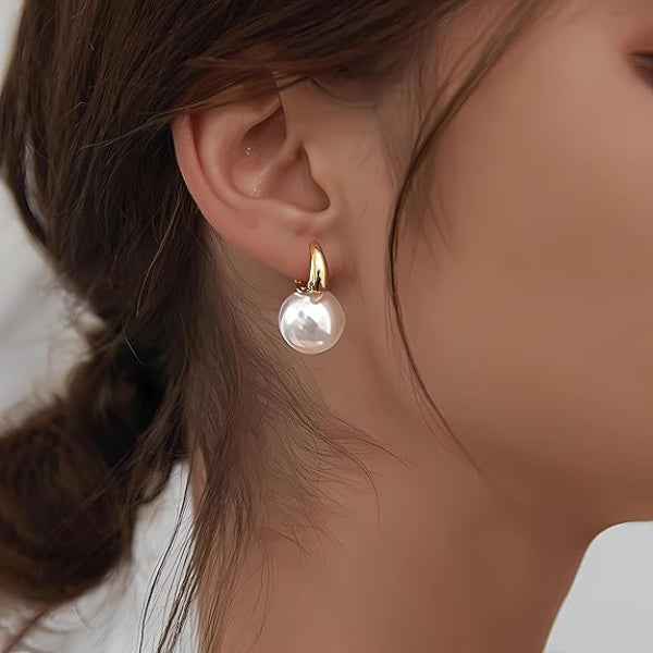 Pearl Huggie Earrings - Gold Leverback Jewelry & Dainty Drop Earrings