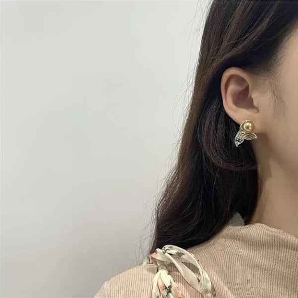 Pearl Mermaid Earrings | Dainty Gold Colorful Crystal Tail Jewelry