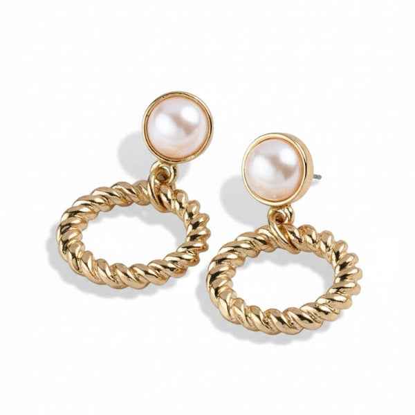 Timeless Pearl Rope Hoop Drop Earrings | Gold-Tone Dangling Jewelry
