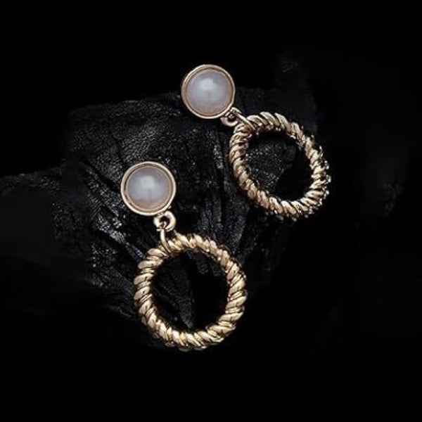 Timeless Pearl Rope Hoop Drop Earrings | Gold-Tone Dangling Jewelry