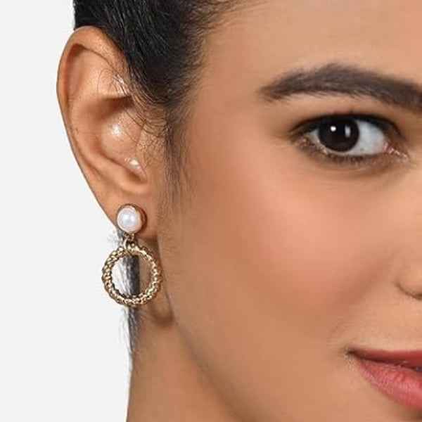 Timeless Pearl Rope Hoop Drop Earrings | Gold-Tone Dangling Jewelry