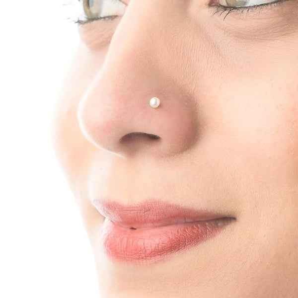 Pearl Silver Nose Pin - Sparkling Sterling Stud Nose Pin for Women